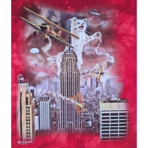 The Mountain Cat Graphic Tee Catzilla King Kong Men Large Grunge Novelty Kitsch - Picture 3 of 4